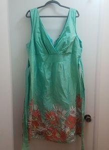 Torrid aqua green dress with floral border